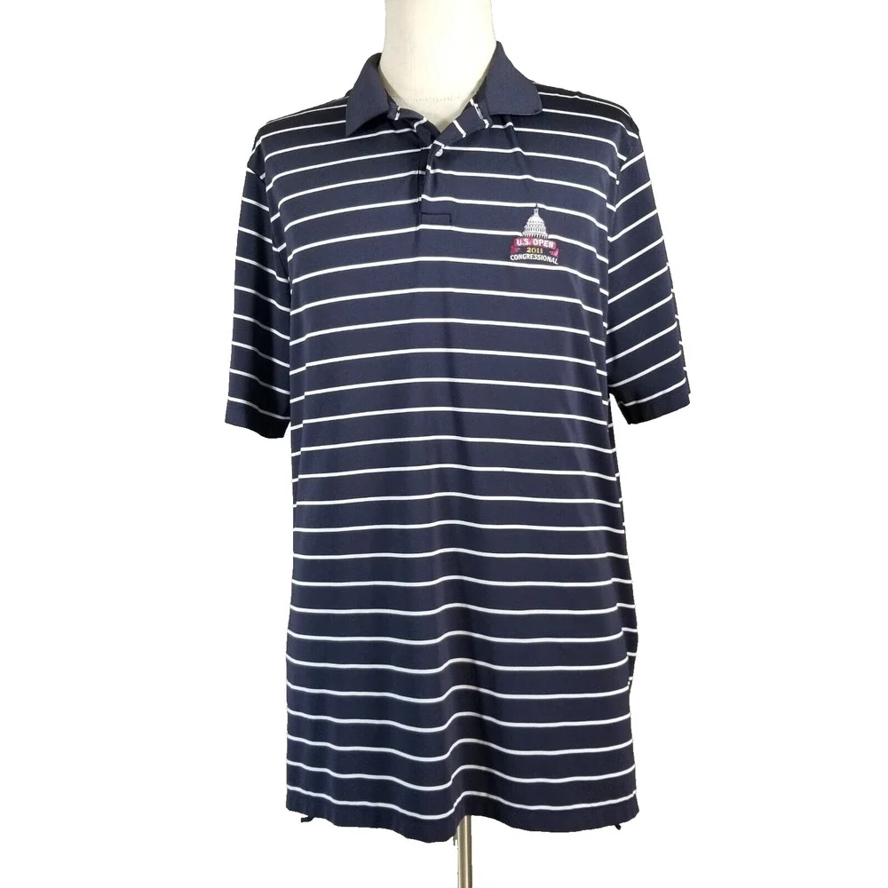 RLX Ralph Lauren Golf Polo Shirt Mens XL Blue US Open Dri Fit Stretch‎